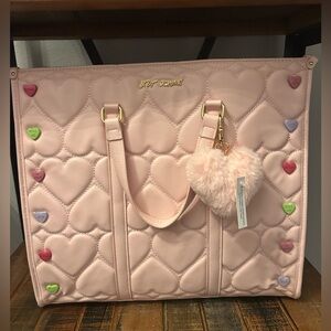 Betsy Johnson XOMATTIE Pink Tote Valentines Handbag Sweethearts Candy Hearts NEW